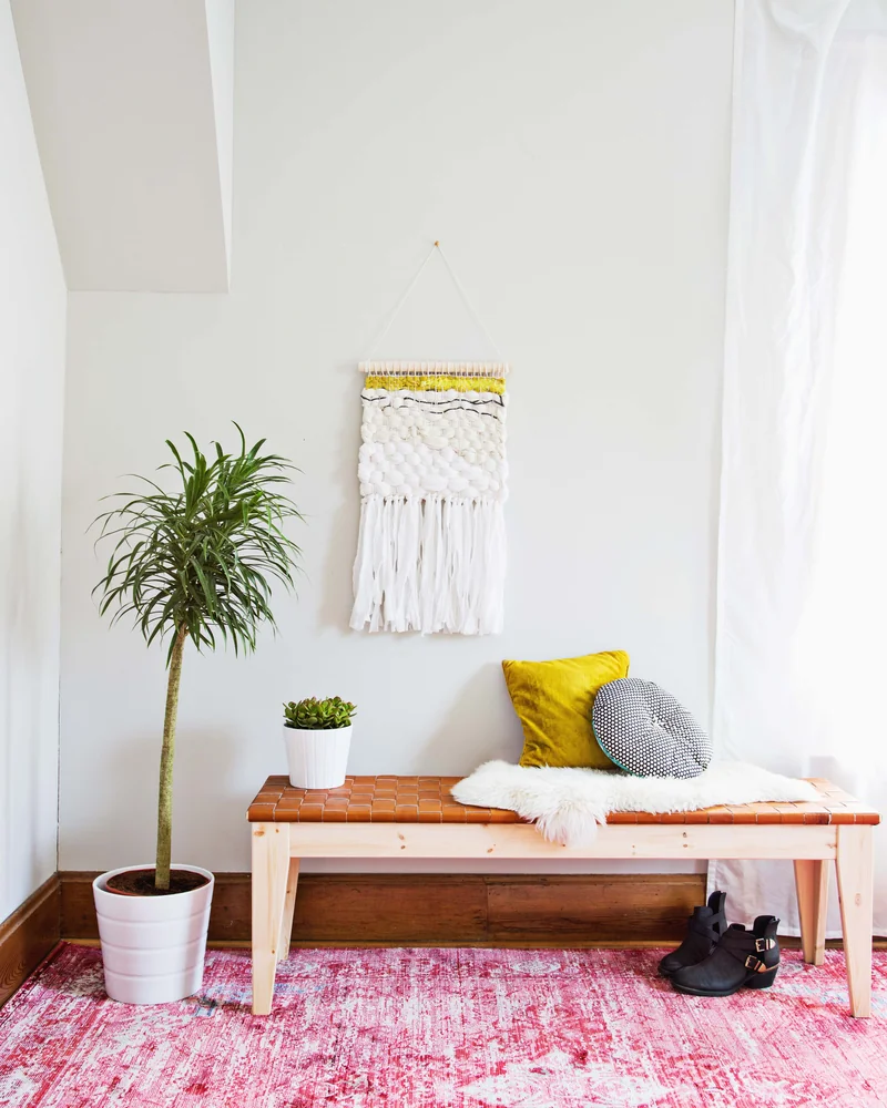 banc cuir tresse diy deco salon