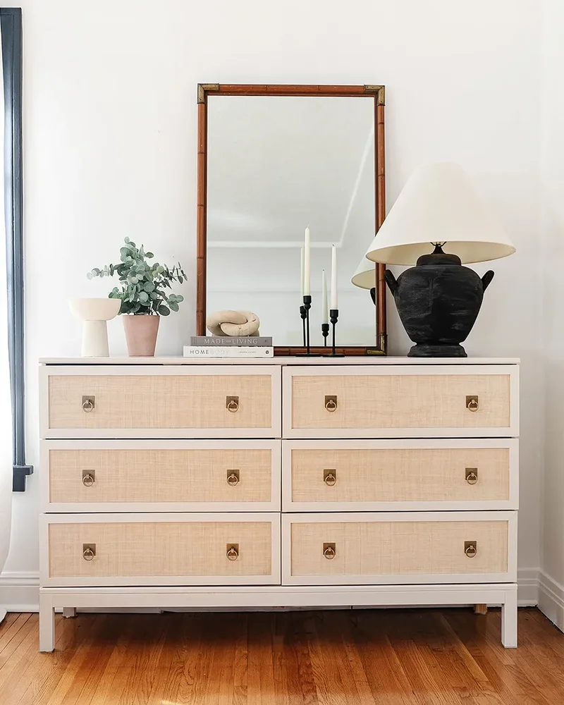 commode tarva blanc cannage ikea hack