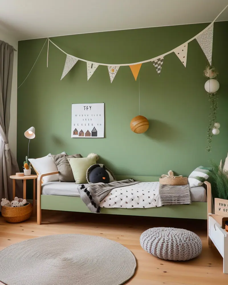 deco chambre enfant nature vert kaki