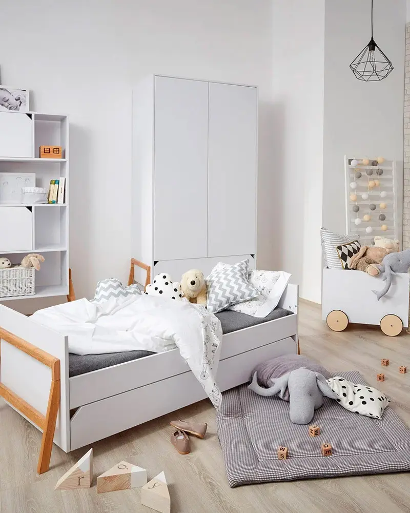 meubles blanc bois deco chambre enfant scandinave