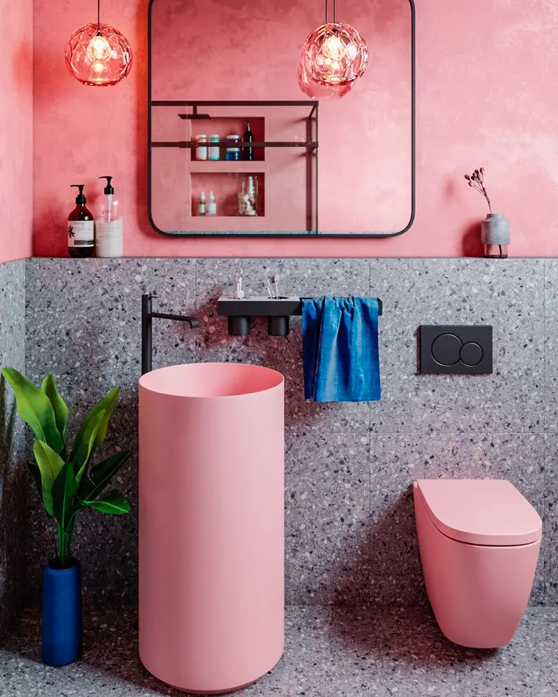 deco salle de bain moderne rose