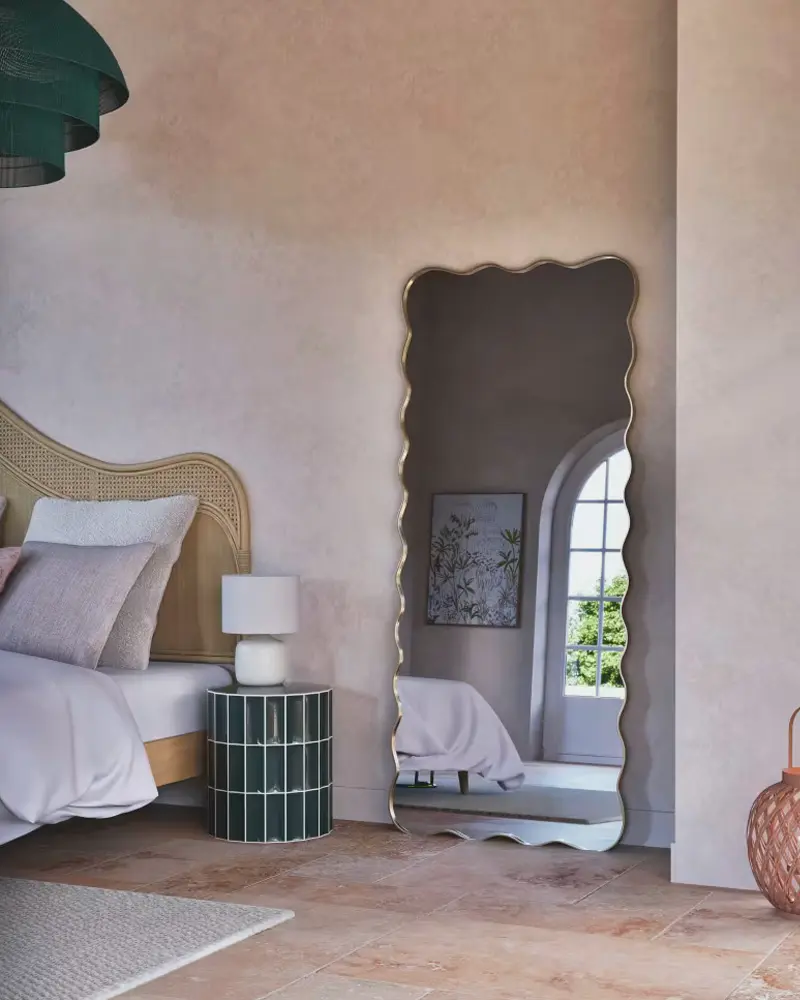 bout canape rond carrelage vert