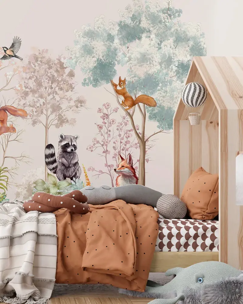 deco chambre enfant nature bois