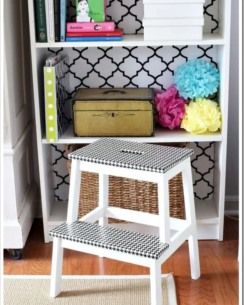 marche pied bekvam adhesif pied de poule ikea hack