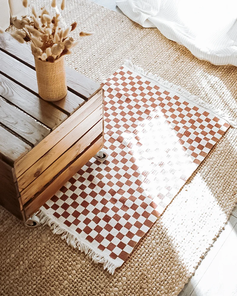 tapis motif damier diy deco salon