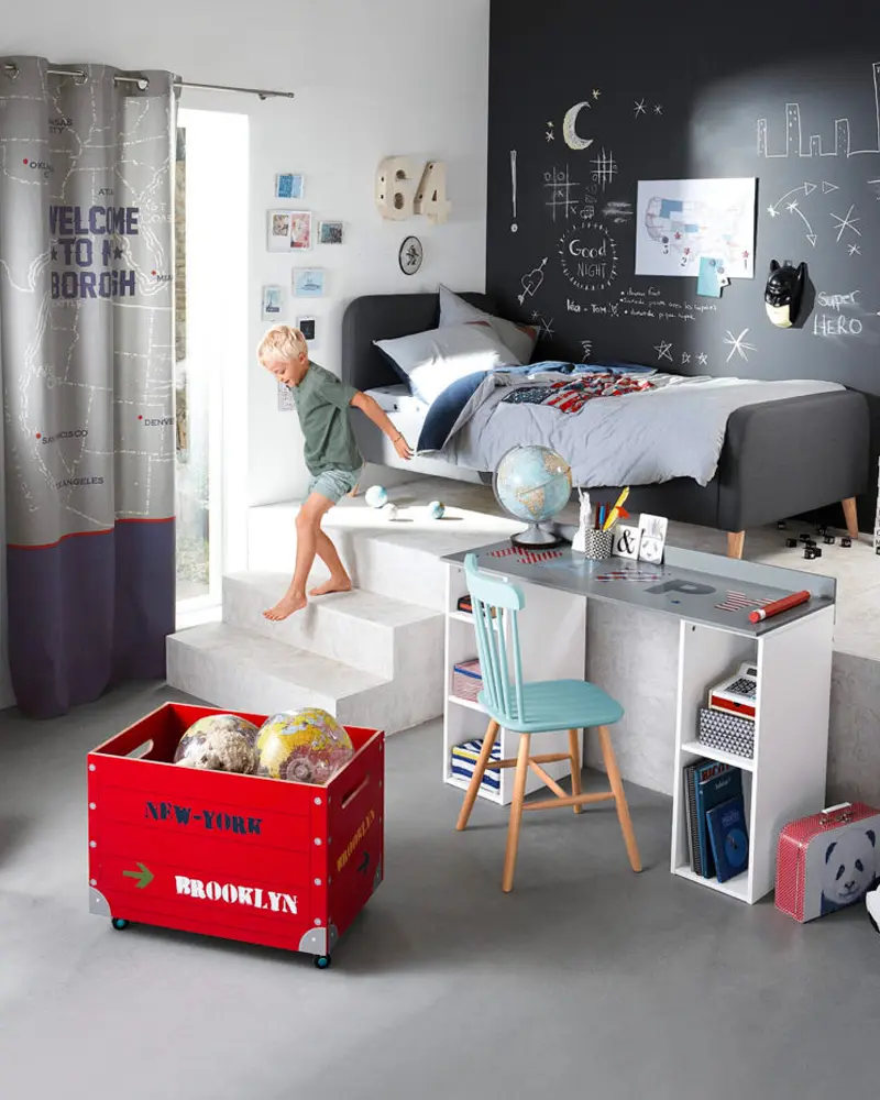 deco chambre enfant scandinave gris