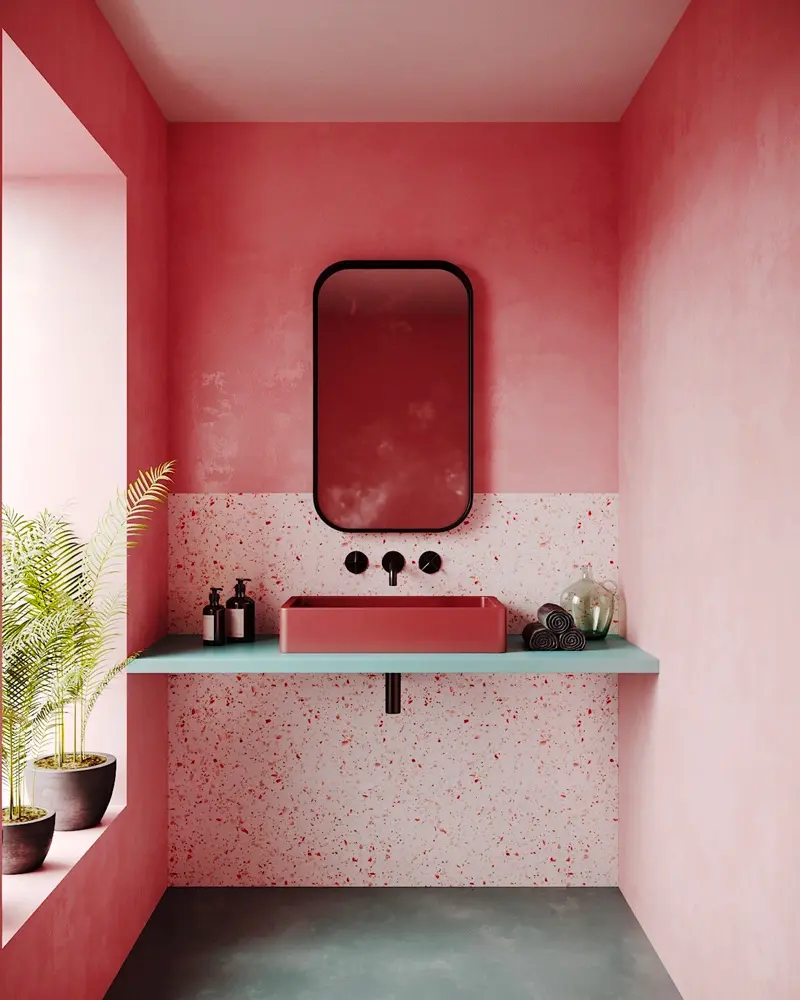 deco salle de bain moderne rose