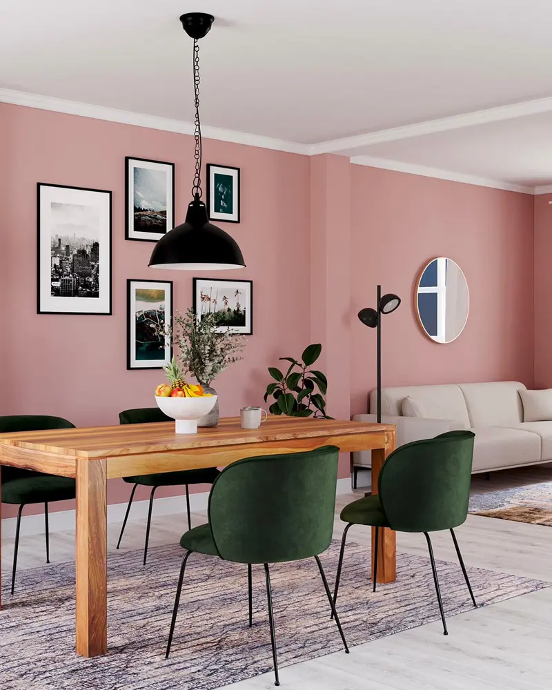 mur rose deco salle a manger