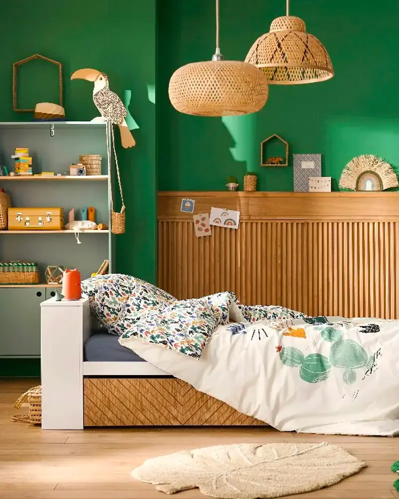 deco chambre enfant nature vert bois