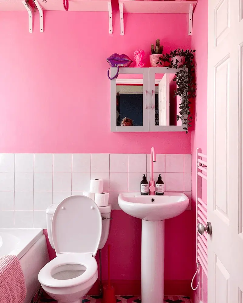 deco salle de bain vintage rose