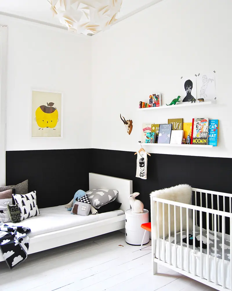deco chambre enfant scandinave noir blanc