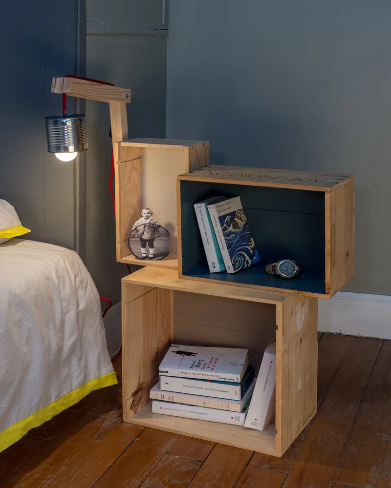 table de chevet avec caisses à vin diy votre intérieur