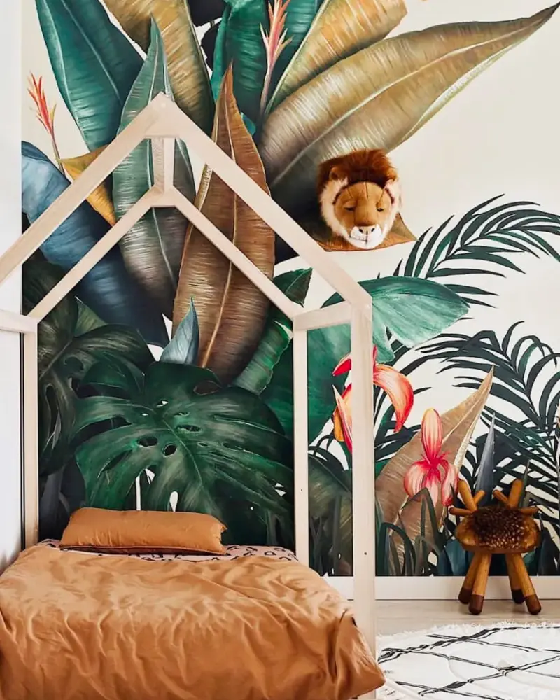 deco chambre enfant nature tropicale