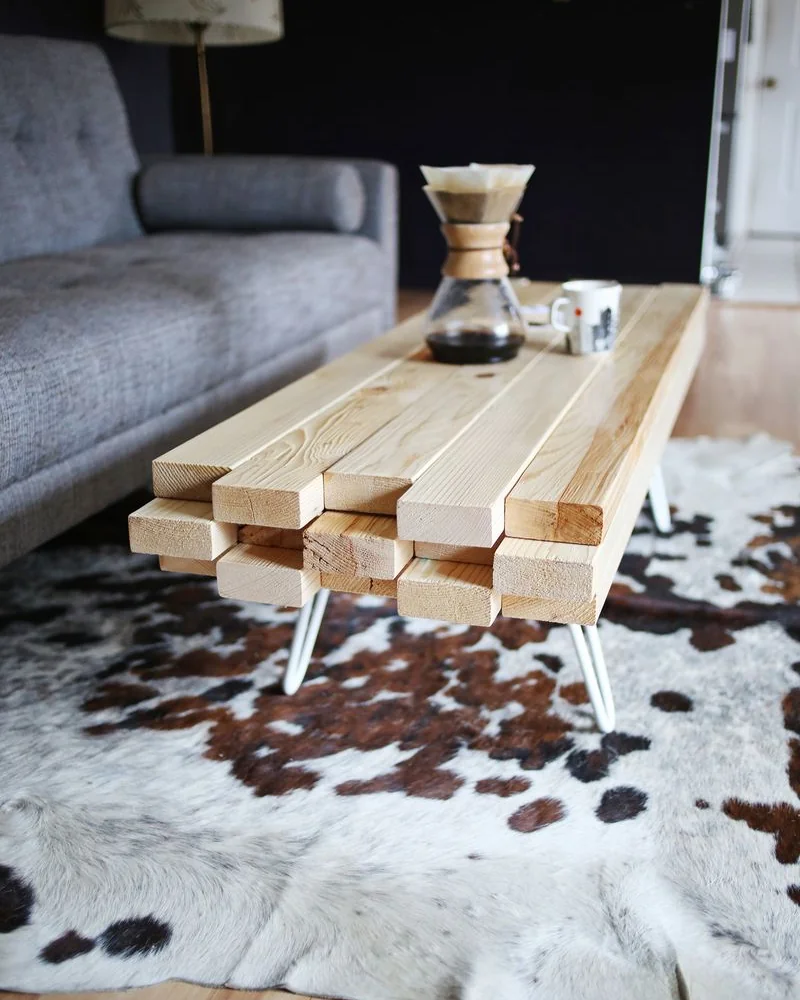table basse tasseaux bois diy deco salon