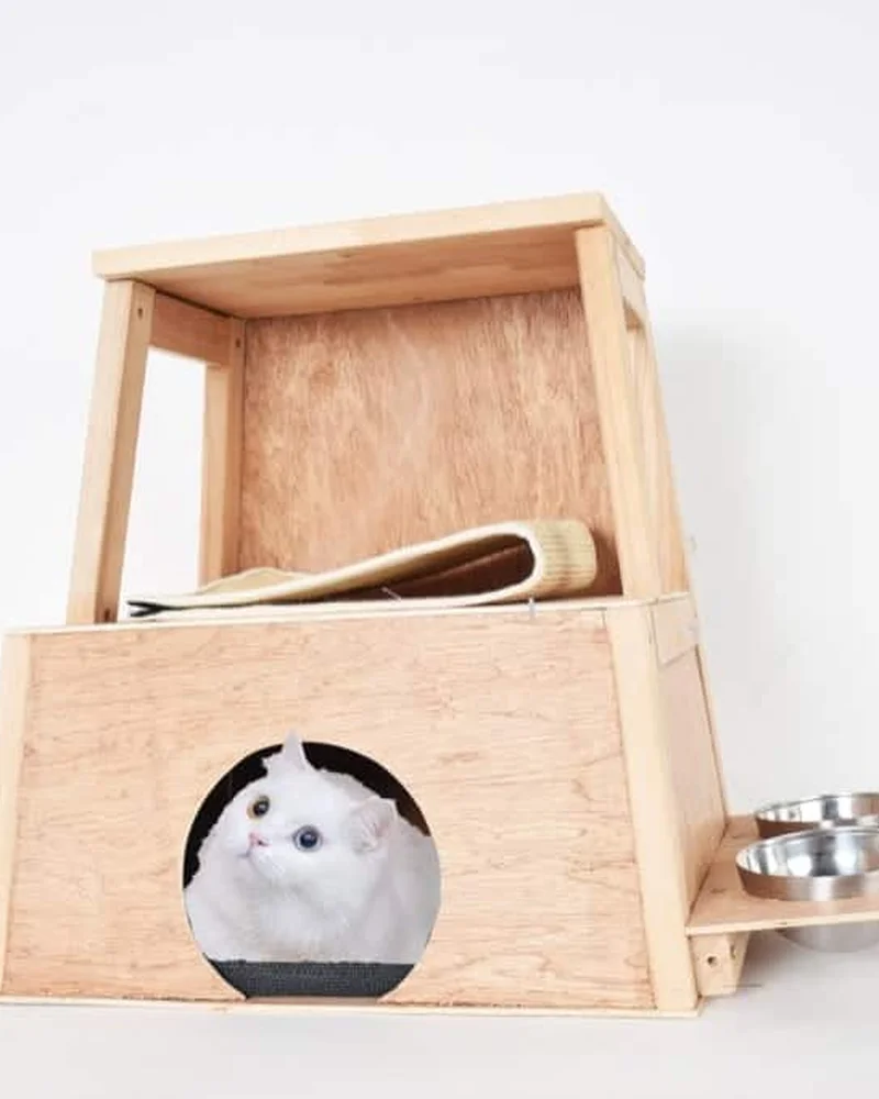 marche pied bekvam maison chat ikea hack