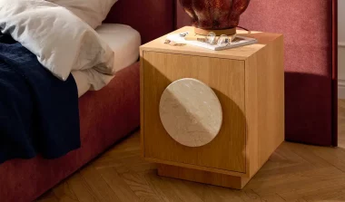 table chevet poignee travertin