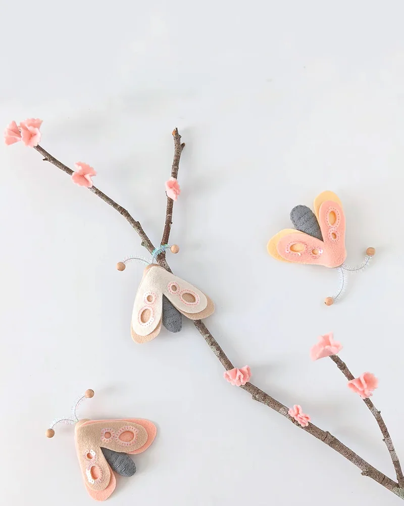 broche diy papillon feutrine