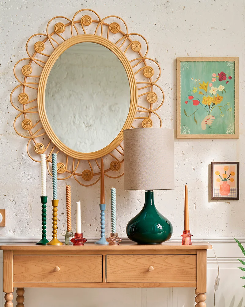 Miroir ovale forme fleur en rotin La Redoute