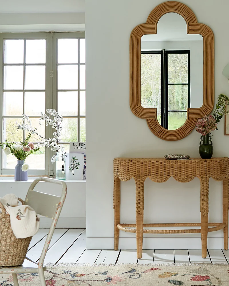 Miroir moderne en rotin La Redoute