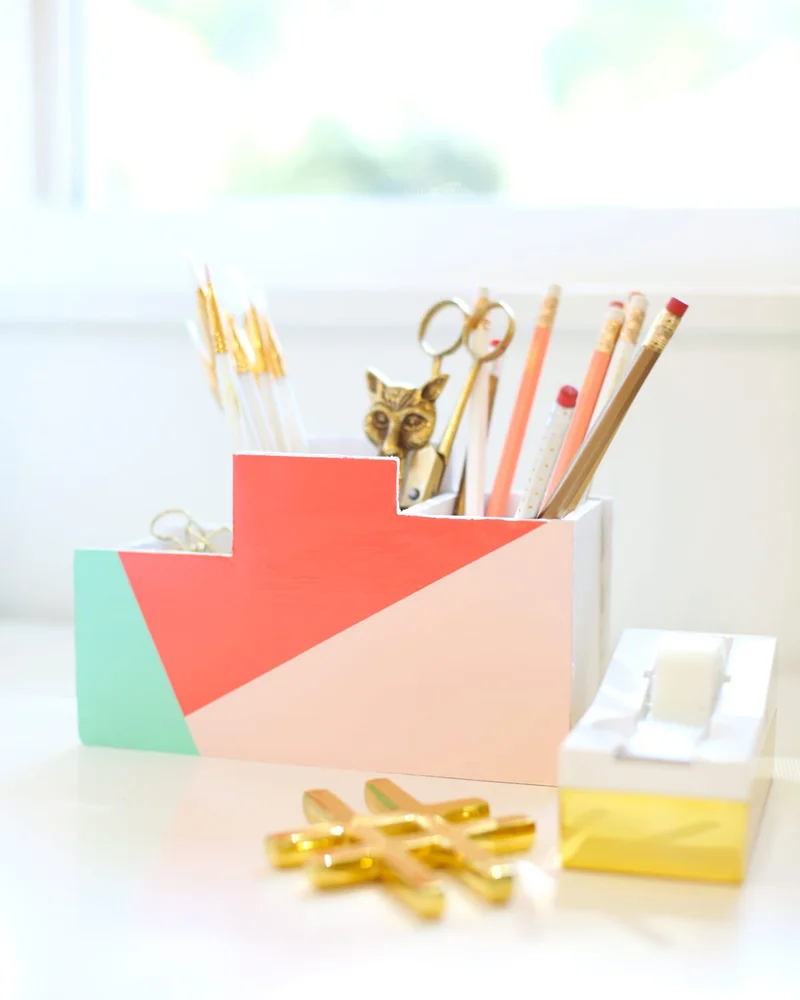 pot crayon bureau diy bois