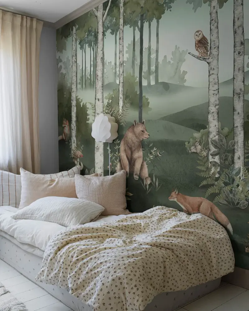papier peint foret deco chambre enfant