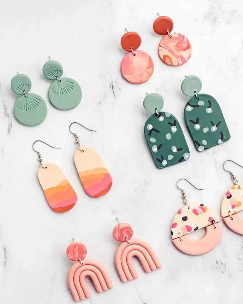 boucle oreille diy pate polymere moderne