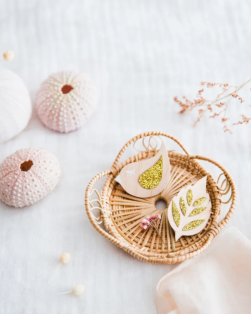 broche diy oiseau bois