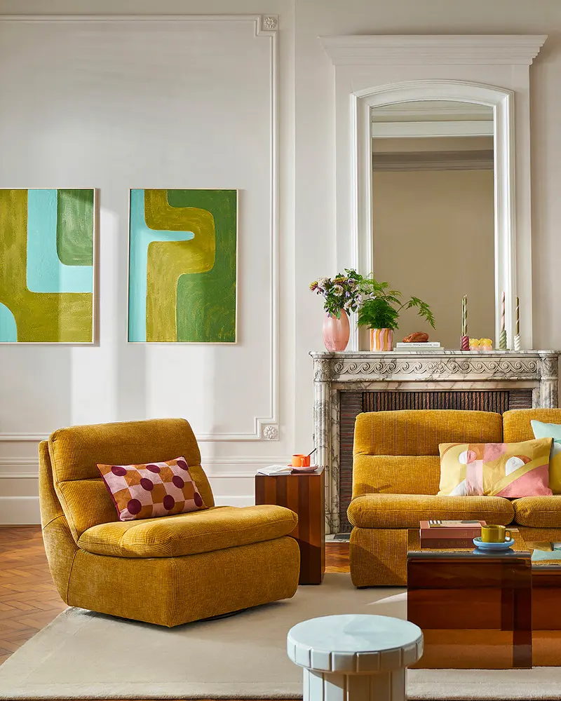 fauteuil velours pivotant