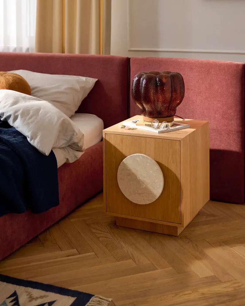 table chevet poignee travertin