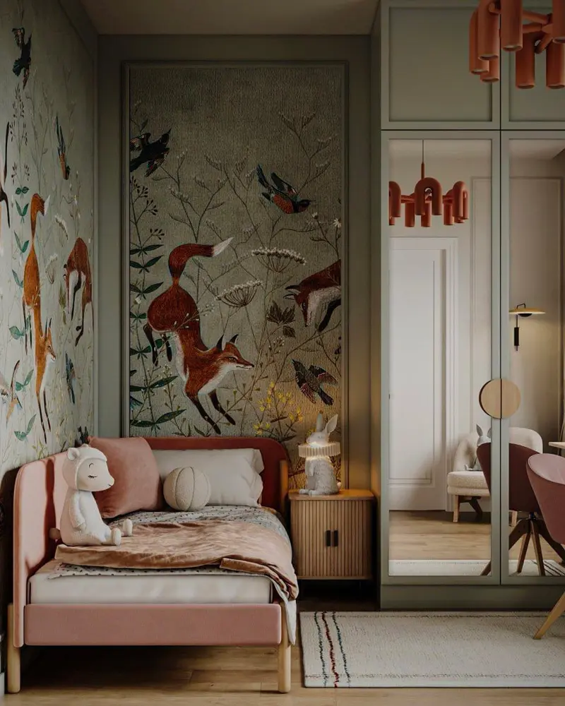 deco chambre enfant foret moderne