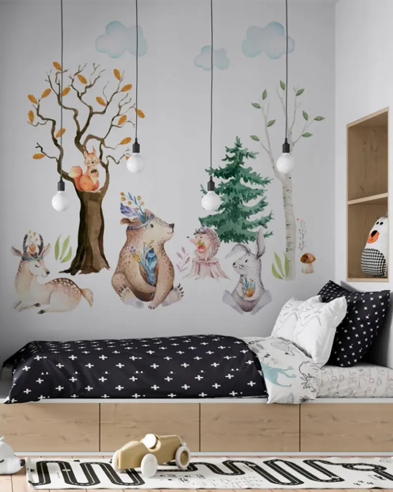 deco chambre enfant foret moderne