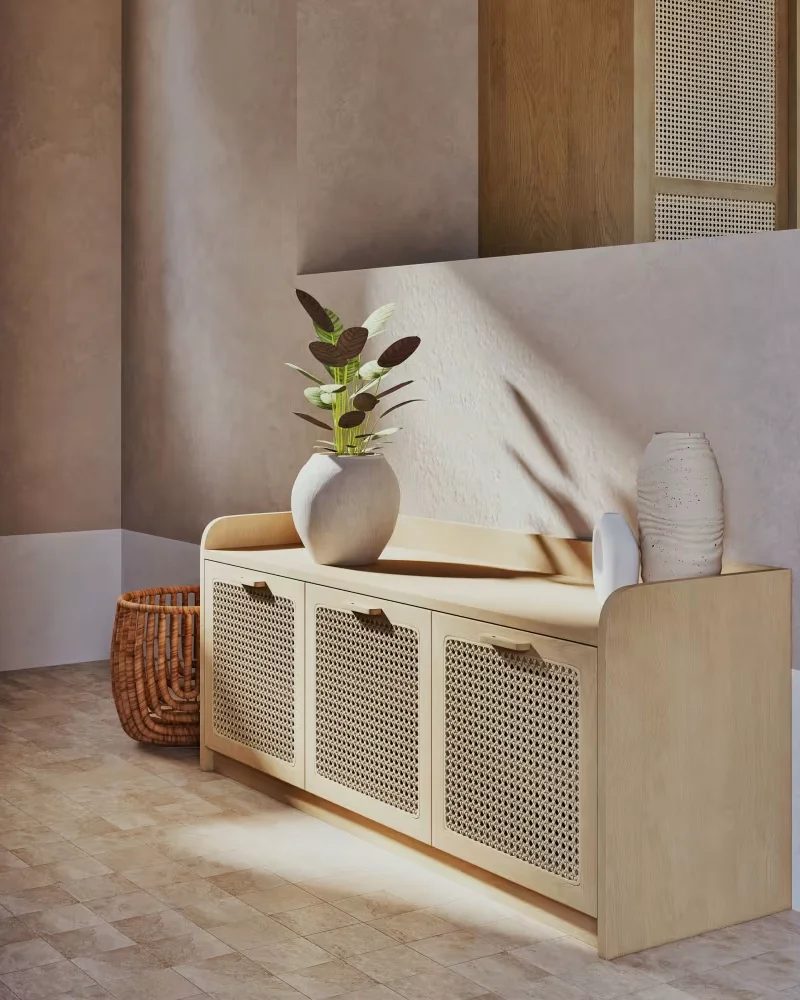 banc d'entrée 3 portes en cannage Maisons du Monde