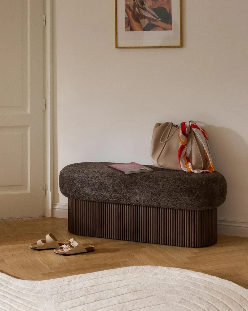 Banc avec rangement marron rembourré Westwing