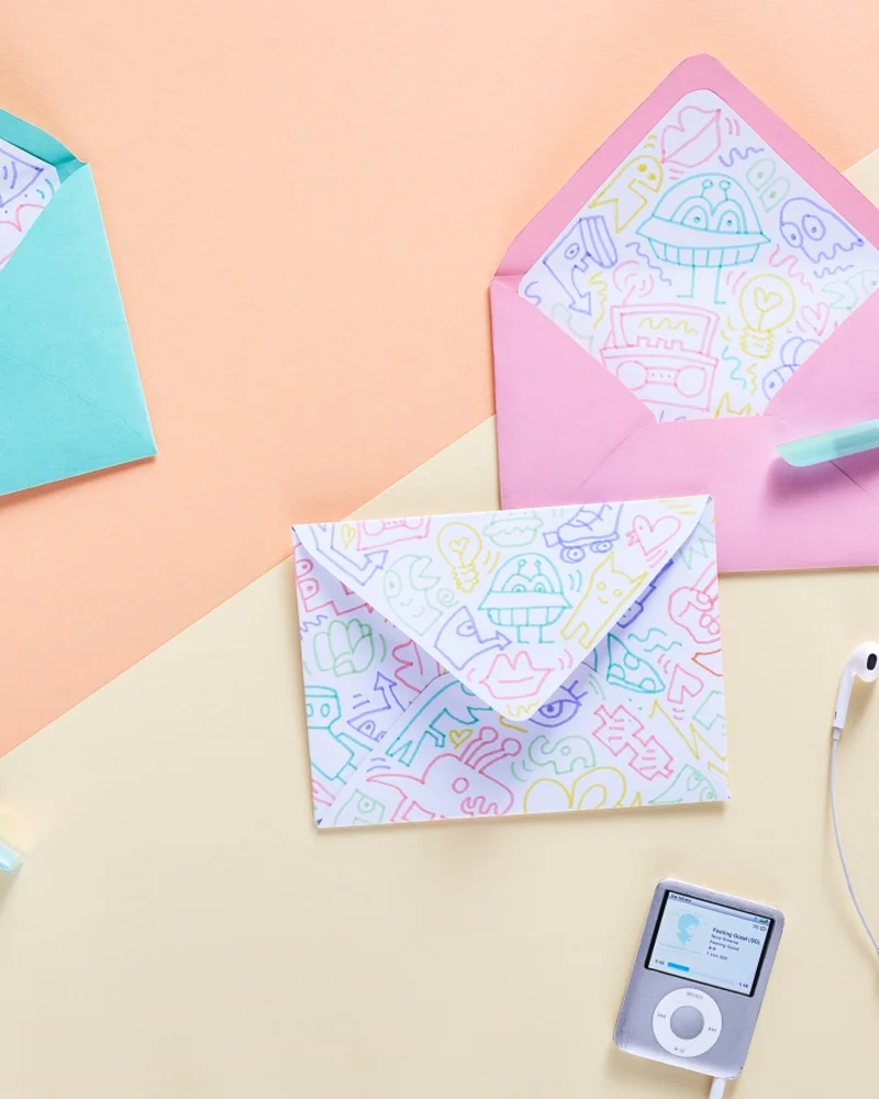 enveloppe papier diy motifs feutre