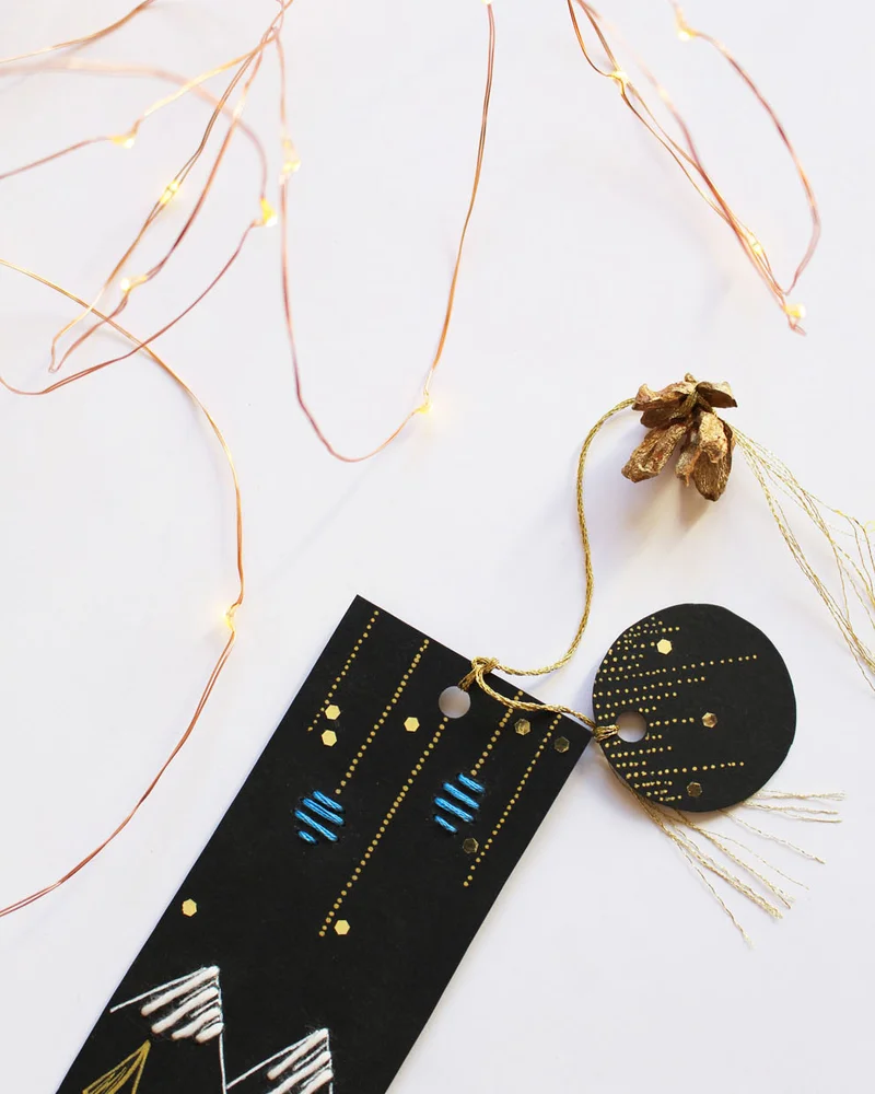 marque page papier brode diy