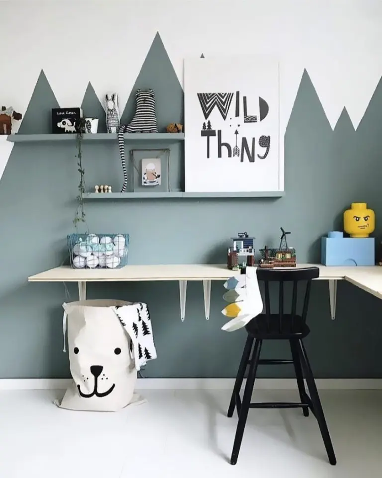 mur montagne deco chambre enfant peinture gris