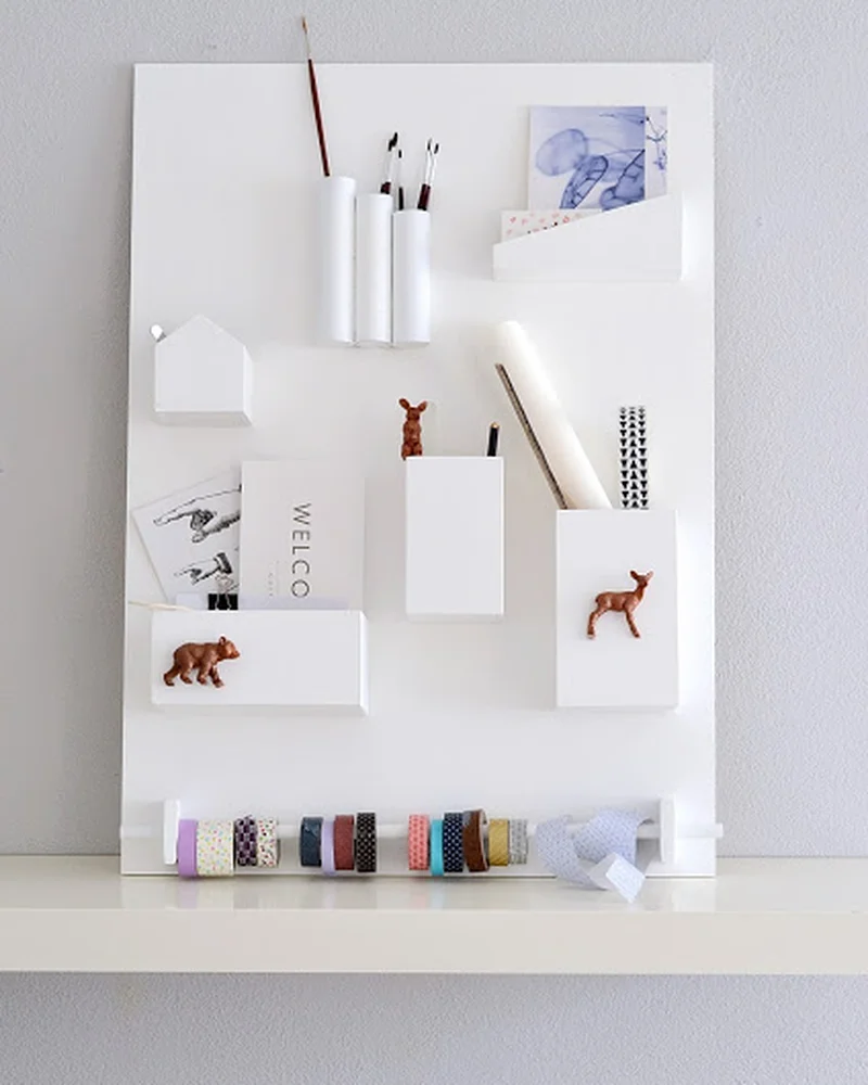 organisateur mural diy bureau blanc