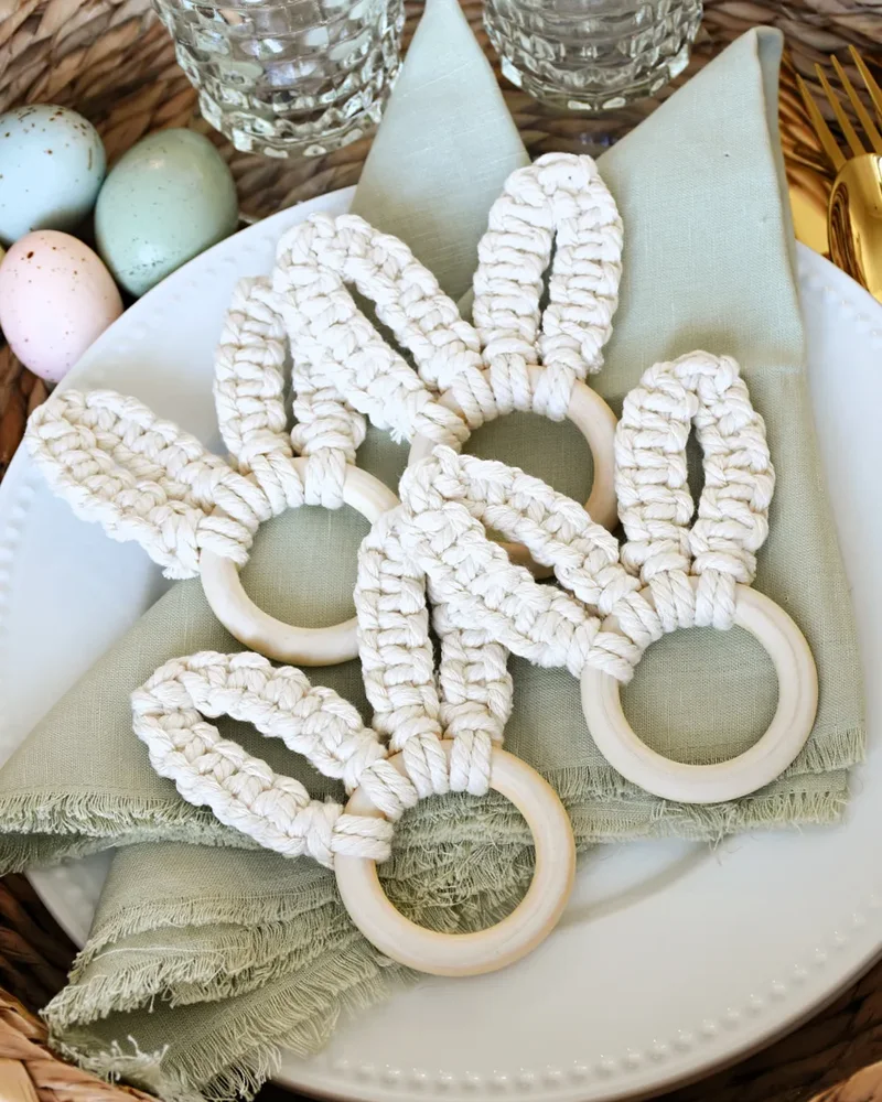 rond serviette paques diy lapin macrame