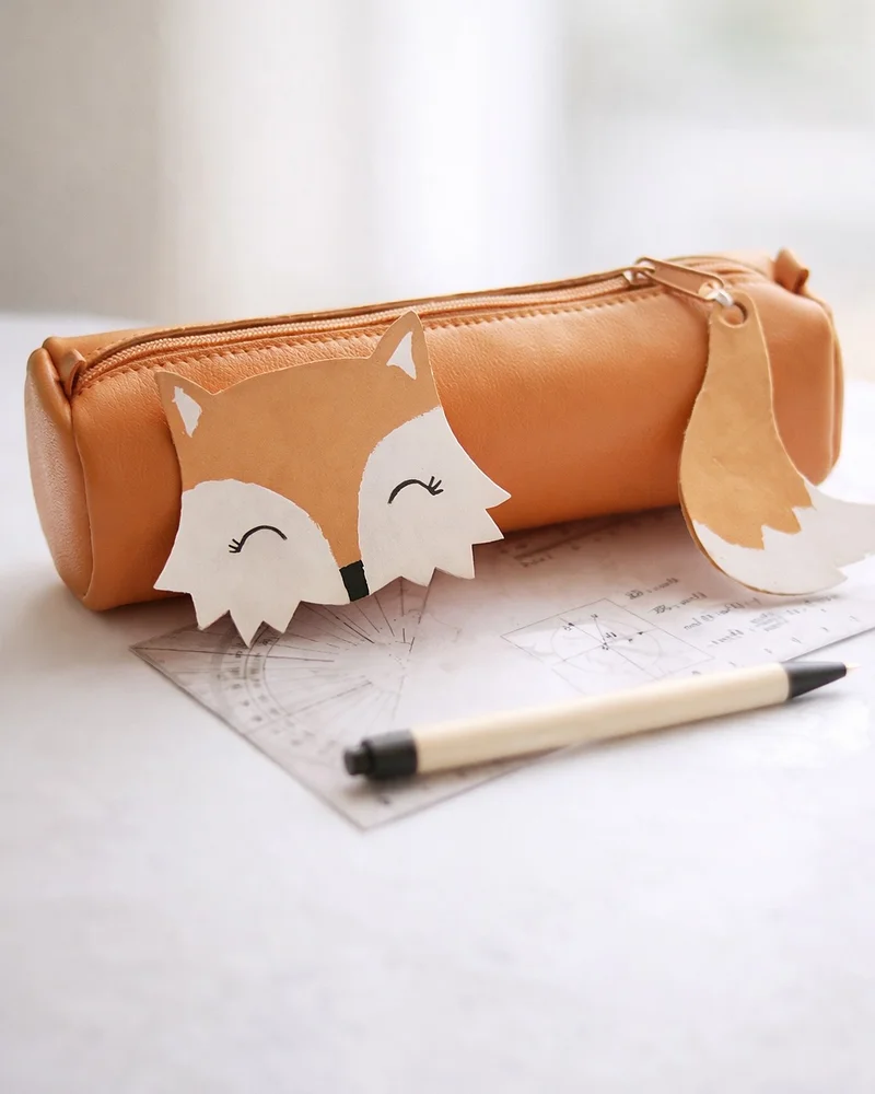 trousse crayon renard diy simili cuir