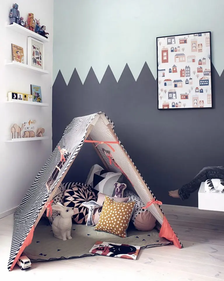 mur montagne deco chambre enfant peinture gris vert