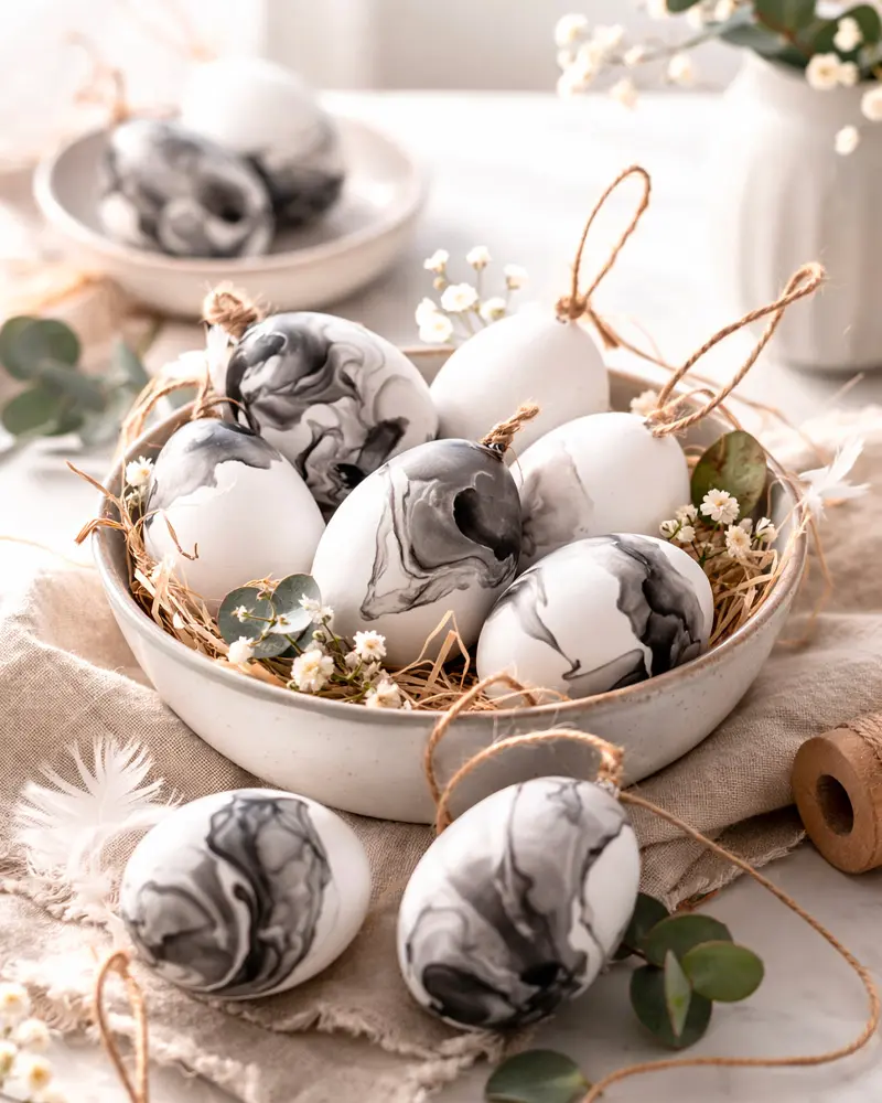 fabriquer oeuf paques marbre diy