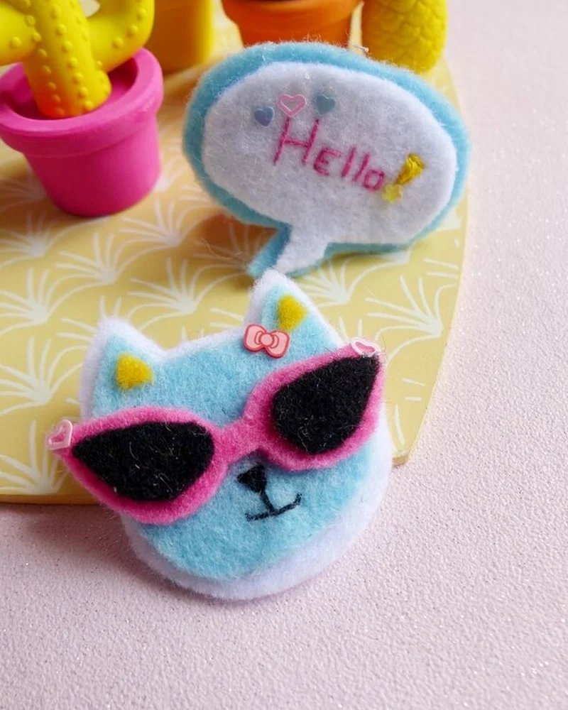 broche diy feutrine chat