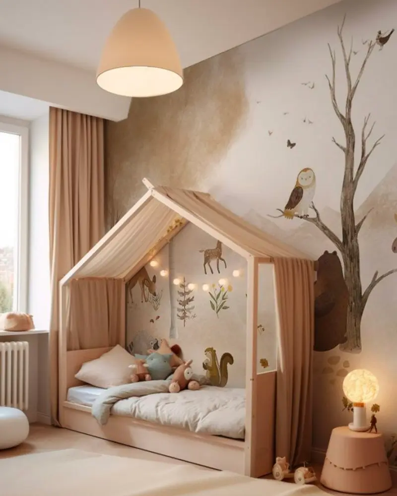 deco chambre enfant foret moderne