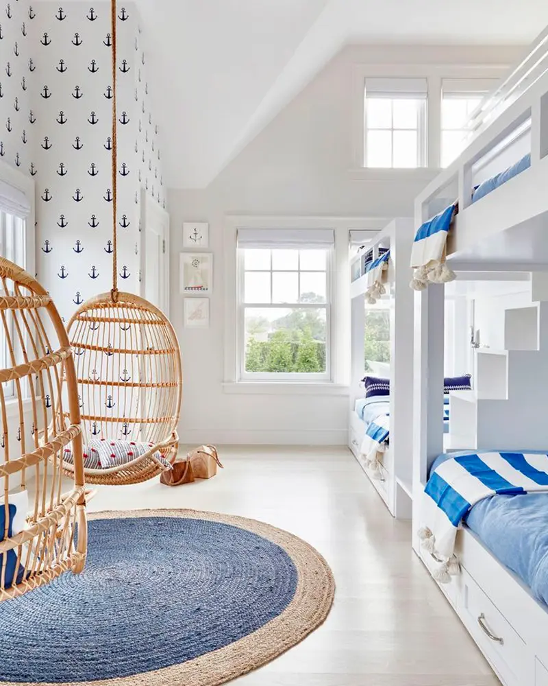 deco chambre enfant plage bleu blanc