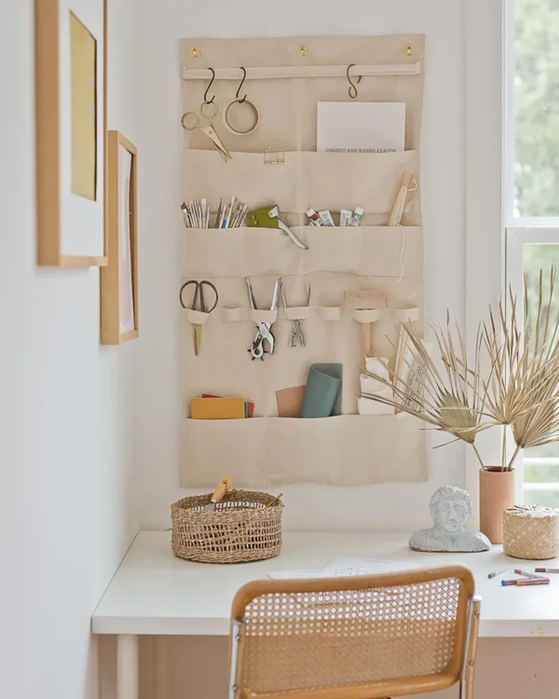 organisateur mural diy bureau tissu