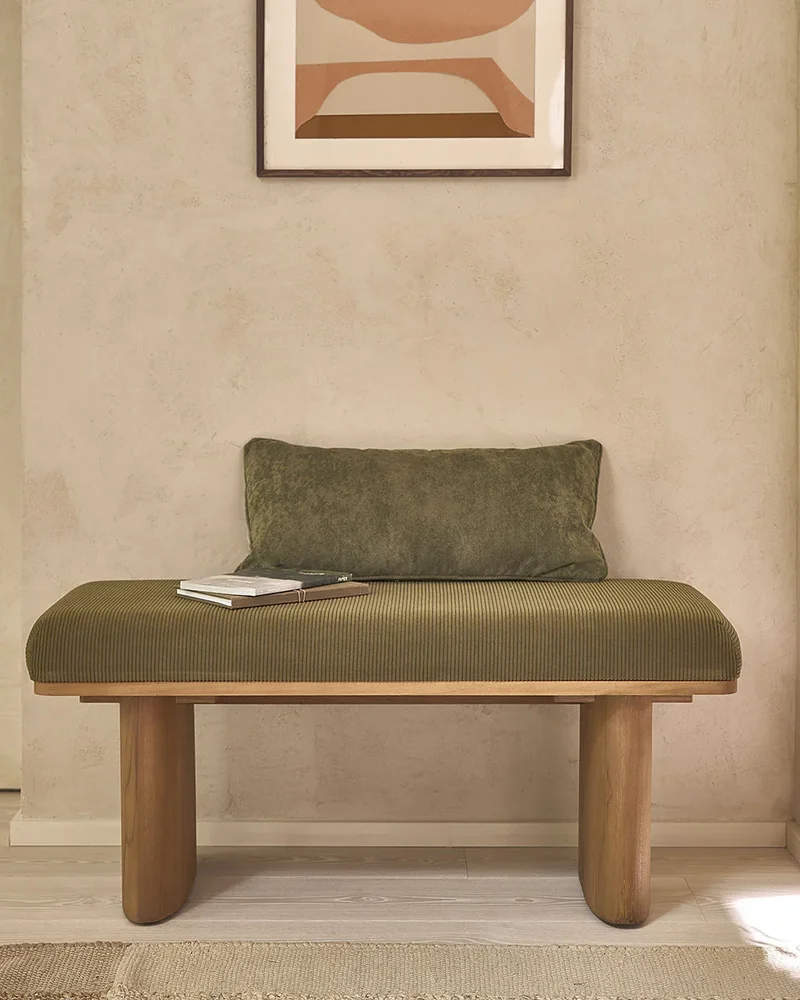 Banc en velours côtelé vert Berah Getah