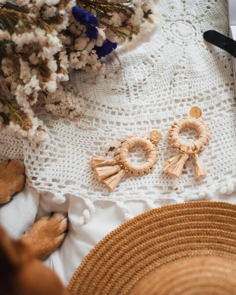 boucle oreille diy bois raphia