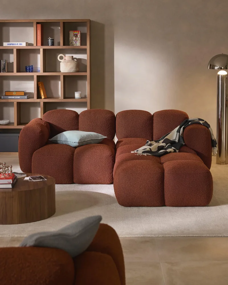 Canapé d'angle en tissu bouclette Westwing