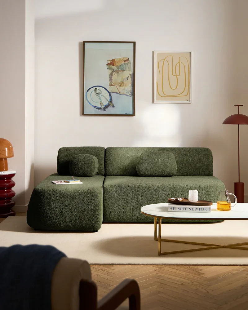 Canapé d'angle vert kaki avec rangement Westwing