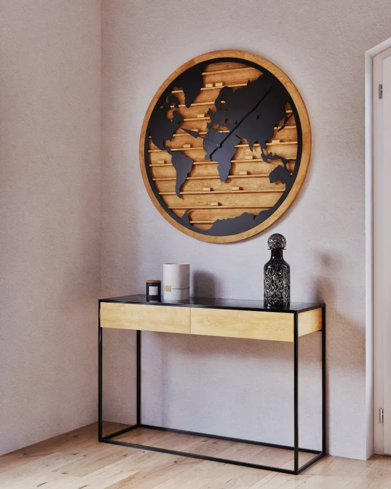 Console avec tiroir métal noir et bois Maisons du Monde